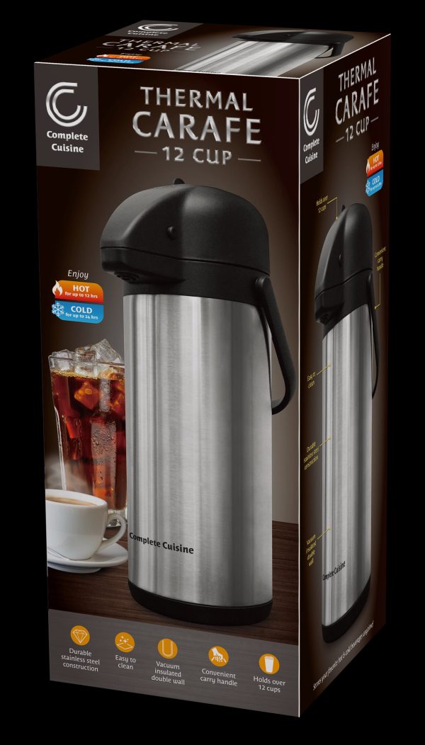 Carafe Thermal 3L Stainless Steel, Hot Water Dispenser for Coffee and Tea, 12 Hour Heat 24 Hour Cold Retention Cheap - Image 2
