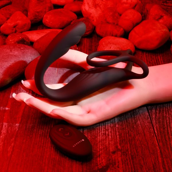 The Wrangler Vibrating Cock Ring, and Butt Plug with Remote - Black Cheap - Image 3
