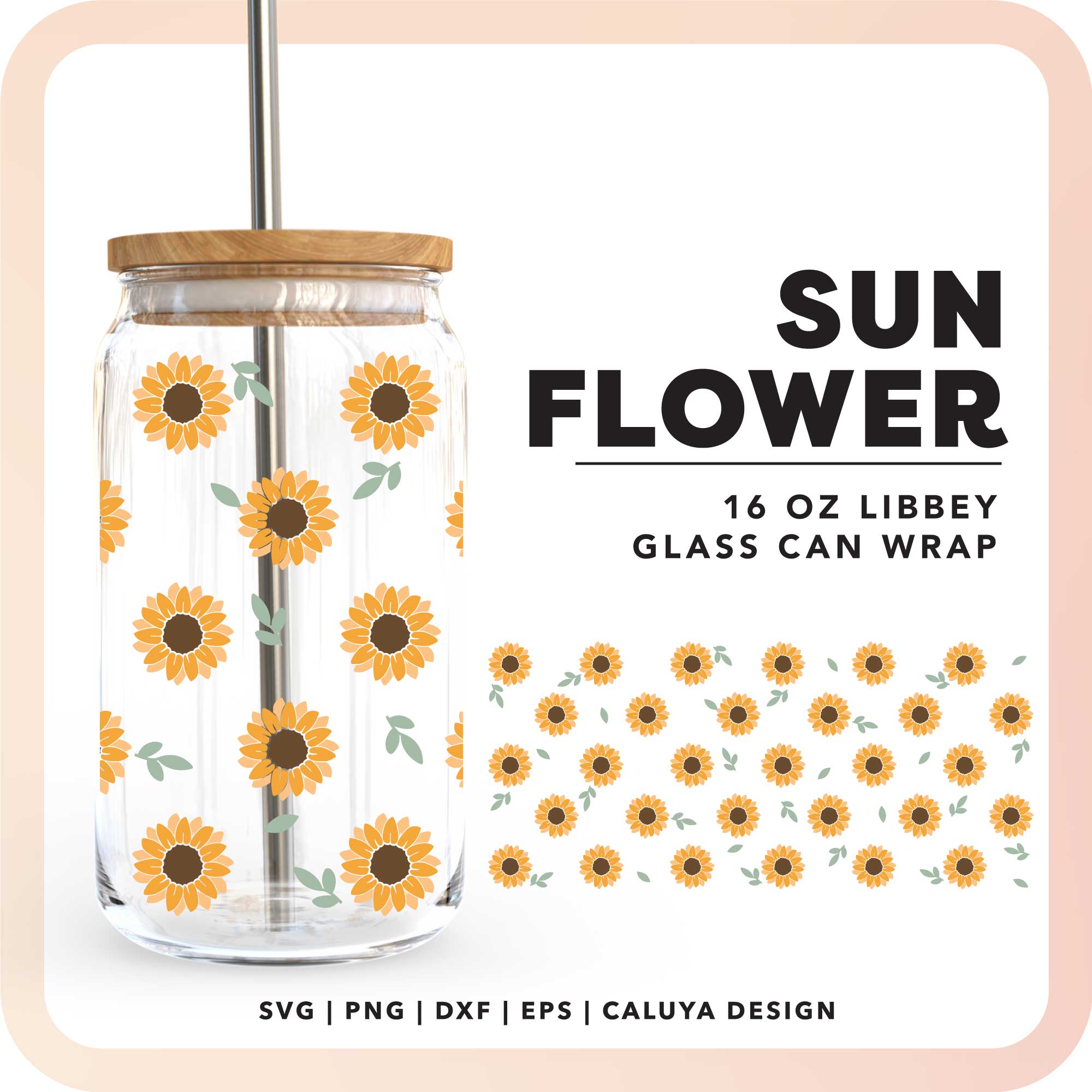 16oz Libbey Can Cup Wrap SVG | Sunflower SVG Online