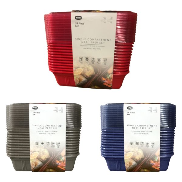 EDGE 32 oz 24 PC 1 Section Rectangle Meal Prep Containers (12 lids, 12 containers) Online Hot Sale