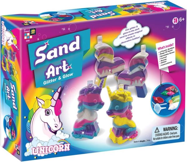AMAV Unicorn Sand Art Glitter & Glow Kit for Kids, Arts & Crafts Activities. Design Your Own Colorful Unicorns That Glow in The Dark Hot on Sale - Image 4