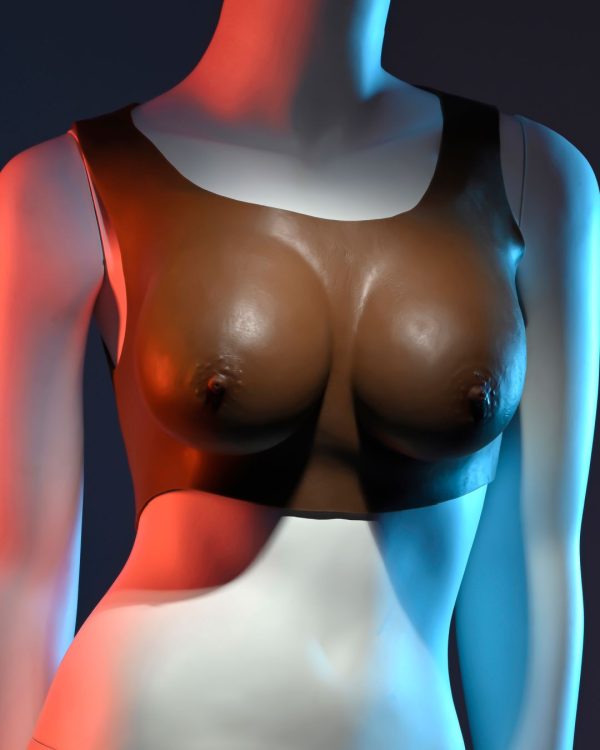 Gender X Wearable Silicone C Cup Breasts - Chocolate For Sale