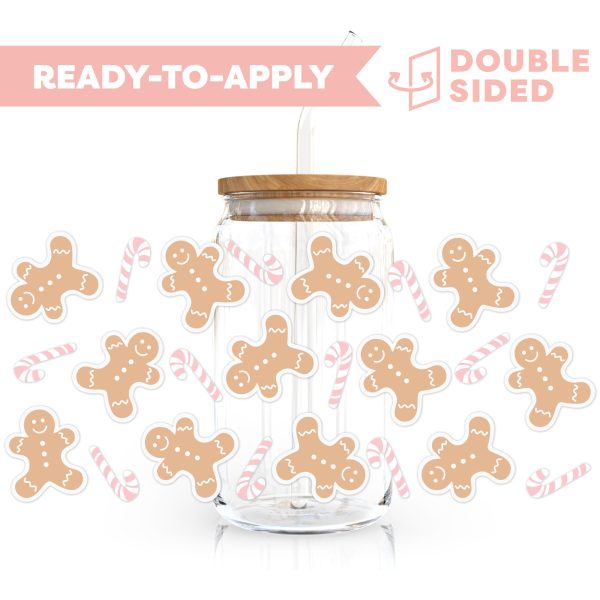 [ Double Sided ] 16oz Christmas Cup Decal  | Pink Gingerbread Man Sale