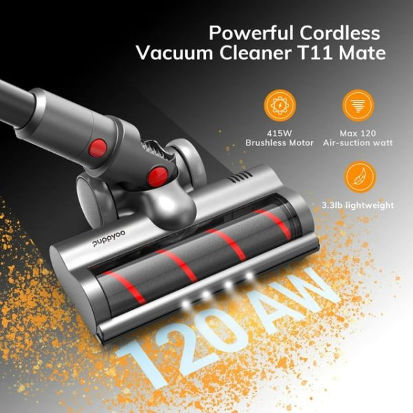 PUPPYOO T11 Cordless Stick Vacuum 26 Kpa Lightweight Powerful for Hard Floor, Carpet For Discount - Image 4