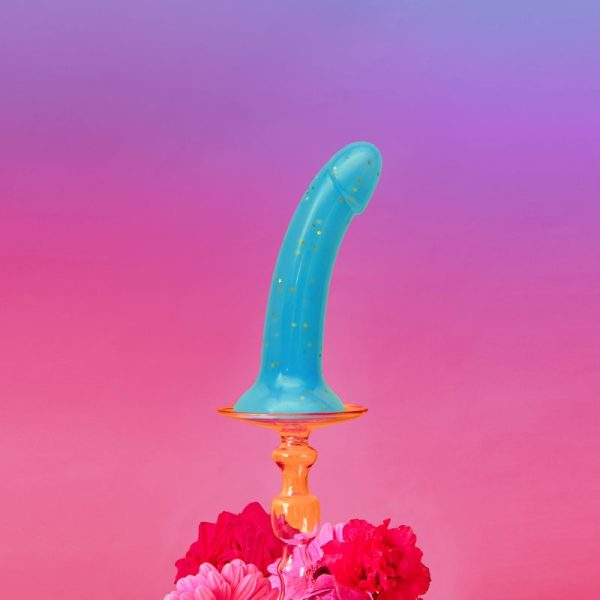 Nightfall Teal Glitter 7 inch Silicone Dildo Supply - Image 2