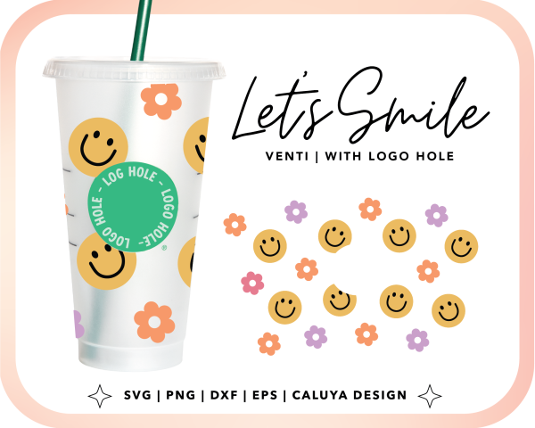 With Logo Venti Cup Wrap SVG | Smiles and flowers For Sale