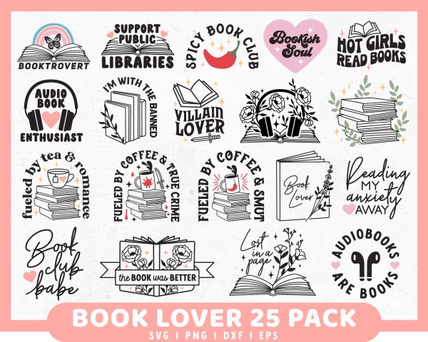 Book Lover SVG Bundle | 25 Pack Discount