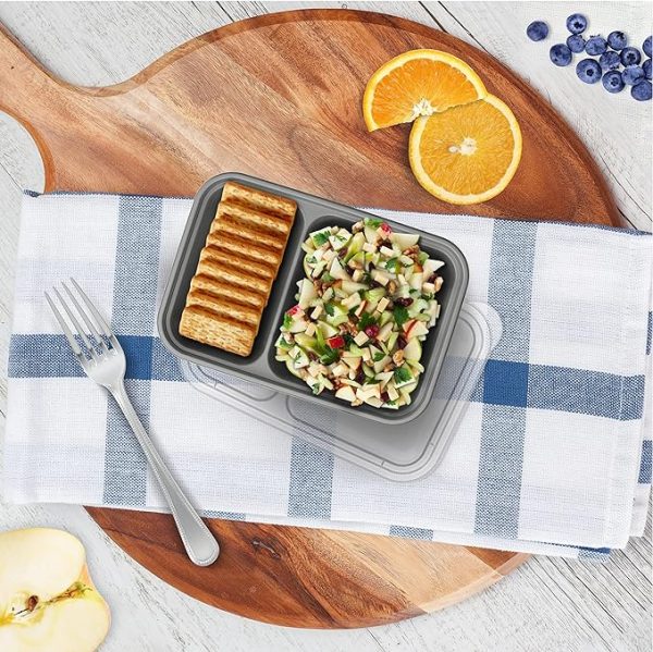 EDGE 24 PC 2 Section Rectangle Meal Prep Set (12 trays and 12 Lids) Red on Sale - Image 4