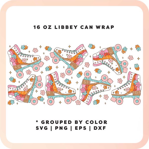 [ Digital File ] 16oz Libbey Can Wrap SVG | Retro Skater SVG on Sale - Image 3