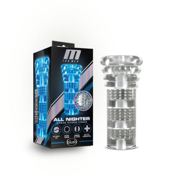 All Nighter Glow in the Dark Textured Clear Self Lubricating Stroker For Discount - Image 2