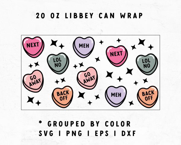 20oz Libbey Can Funny Heart Candy Wrap For Cheap - Image 2