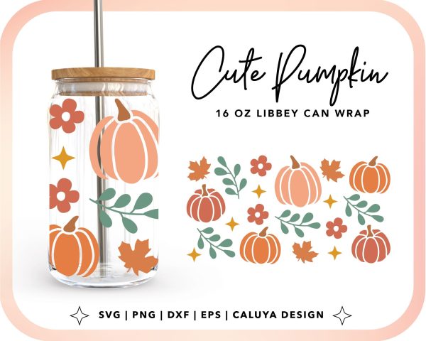 [ SVG Digital File] 16oz Libbey Can Cup Wrap | Cute Pumpkin Wraps For Discount