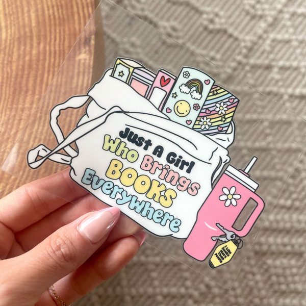 [ Double Sided ] UV DTF Transfer | Just A Girl Who Brings Books Everywhere Online Sale - Image 2