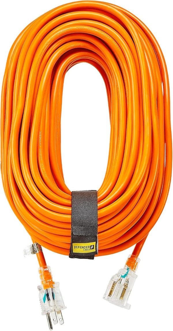 Defender Cable 14 3 Gauge, 100 ft SJTW Contractor Grade Extension Cord, with Lighted end,UL ETL Listed, All Purpose (OSHA Compliant) Online Hot Sale - Image 3