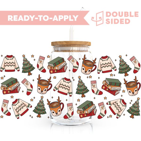 [ Double Sided ] 16oz Christmas Cup Decal  | Cozy Winter Time Hot on Sale