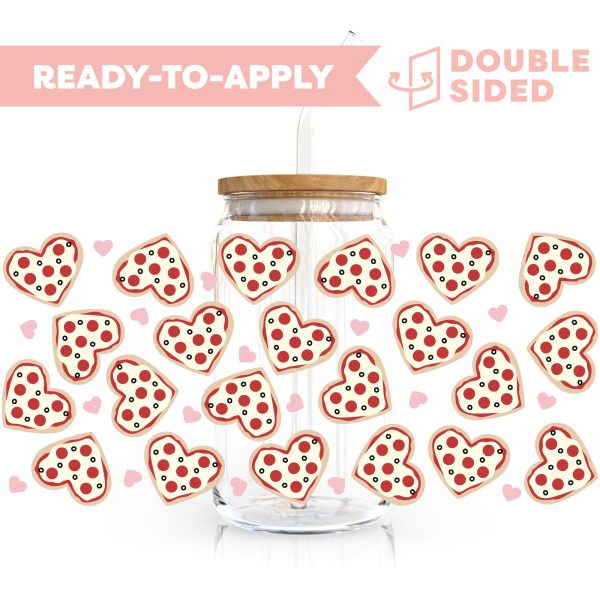 [ Double Sided ] 16oz Cup UV DTF Decal | Heart Pizza For Sale
