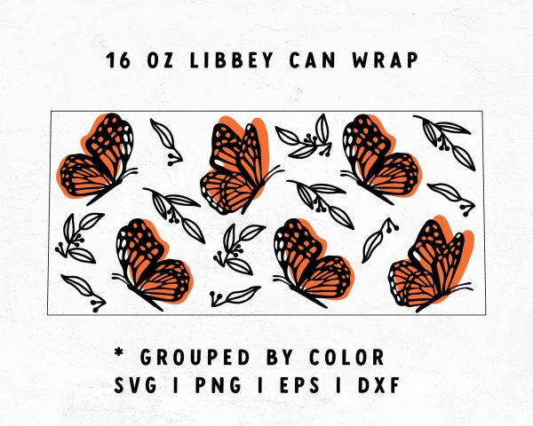 [ SVG Digital File] 16oz Libbey Can Cup Wrap | Butterfly Cup Wrap SVG Online Hot Sale - Image 2