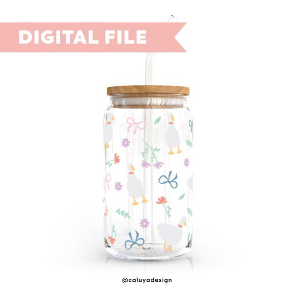 16oz Libbey Can Cup Wrap SVG | Cottage-core Duck SVG Hot on Sale - Image 2