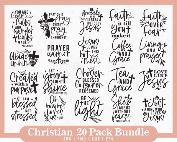 Christian 20 Pack SVG Bundle | Bible Quote Bundle Online Sale