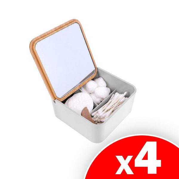 Ginsey Home+Solutions Bamboo Organizer with Mirror - Stackable, 4 Pack Cheap