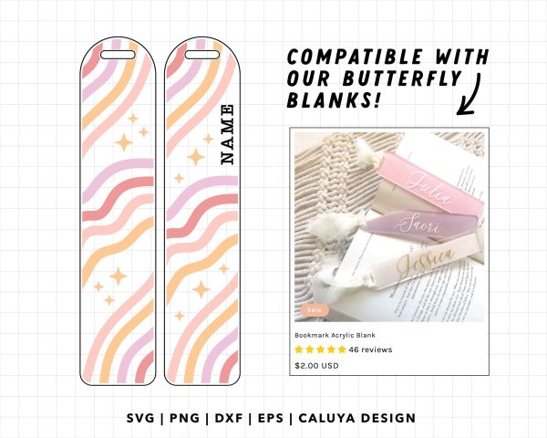 Bookmark Template SVG | Wavy Rainbow Frame SVG For Discount