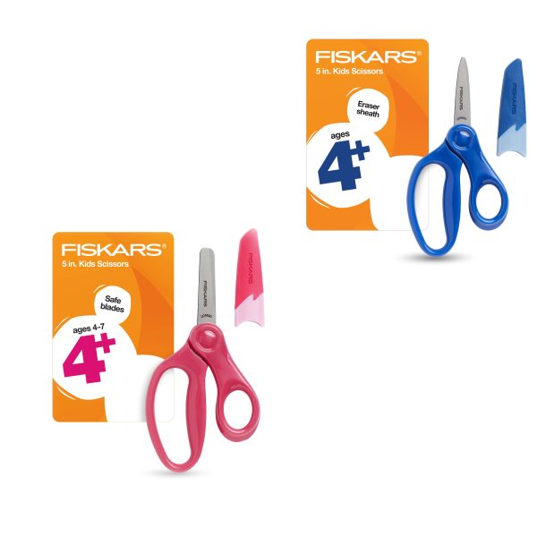 Fiskars 5  Pointed Kids Scissors with Eraser Sheath (Ages 4+) Fashion