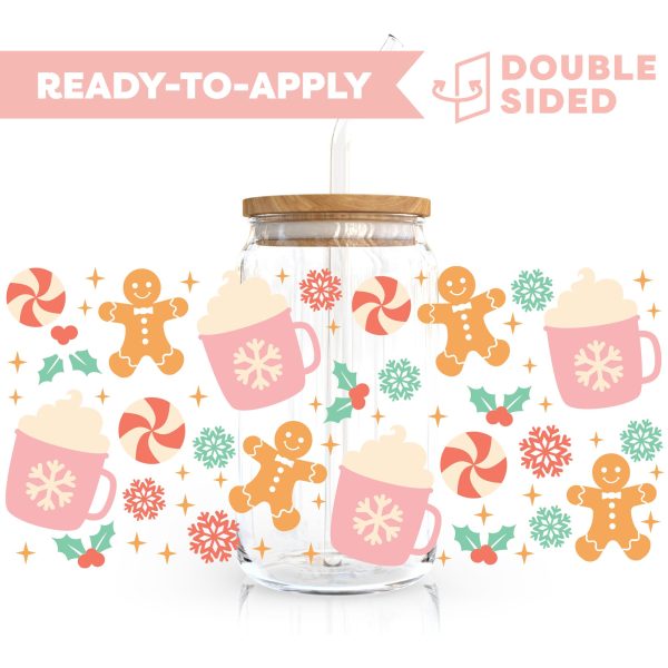 [ Double Sided ] 16oz Christmas Cup Decal  | Gingerbread Man Cafe Supply