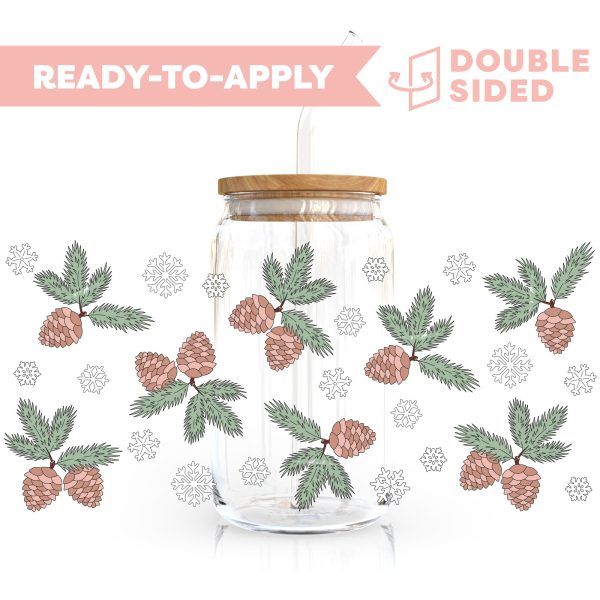 [ Double Sided ] 16oz Christmas Cup Decal  | Winter Pinecone Online Hot Sale
