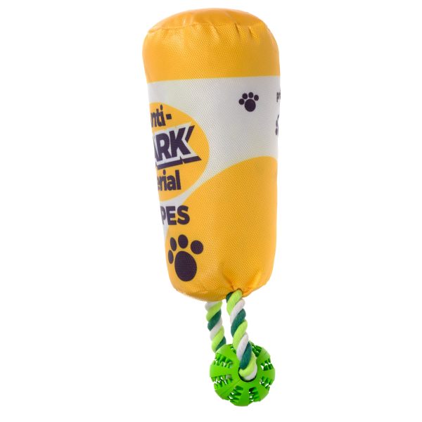 Pronk! Pets anti-BARK-terial Wipes Bottle 14-Inch Durable Soft Plush Squeaky Rope Dog Toy, 12 Pack Online now - Image 3