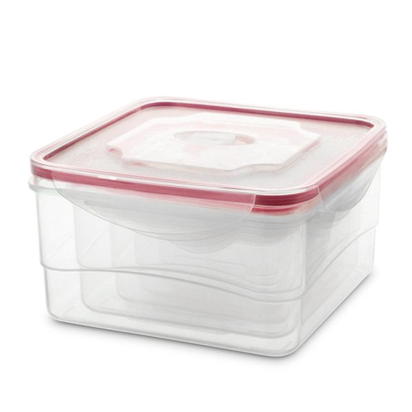 10-Piece Square Locktops Container Set: 120ml, 400ml, 740ml, 1290ml, 2060ml, Red, 12 Pack Hot on Sale - Image 4