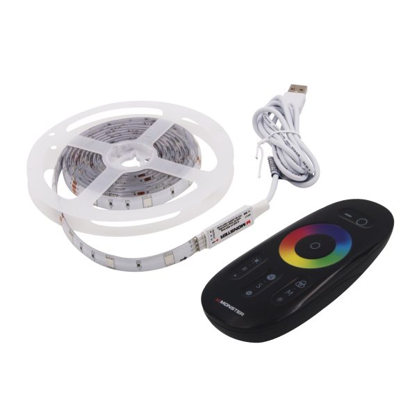 Monster Illuminessence 5V DC 7W Holiday Lighting Small LED Strip  LED lighting with amazing multi-color Mood Light Kit, 6 Pack For Sale - Image 2