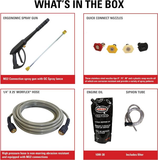 Simpson Cleaning MS60773 MegaShot 2800 PSI Gas Pressure Washer, 2.3 GPM, Honda GCV160 Engine, Includes Spray Gun and Extension Wand, 4 QC Nozzle Tips, 1 4-in. x 25-ft. MorFlex Hose, (Refurbished) Cheap - Image 4