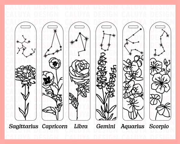 Floral Zodiac Bookmark SVG | 12 Pack Fashion - Image 3