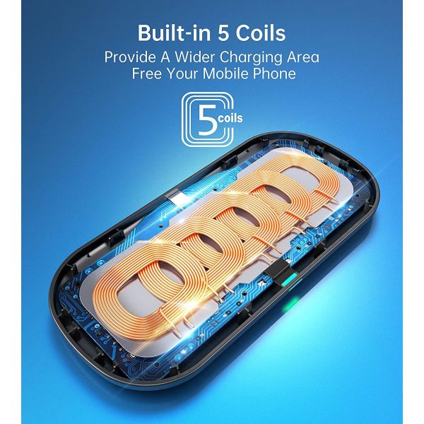 Choetech Dual Wireless Charger, QI Certified 5 Coils Fast Wireless Charging Pad, 2 Pack For Cheap - Image 5