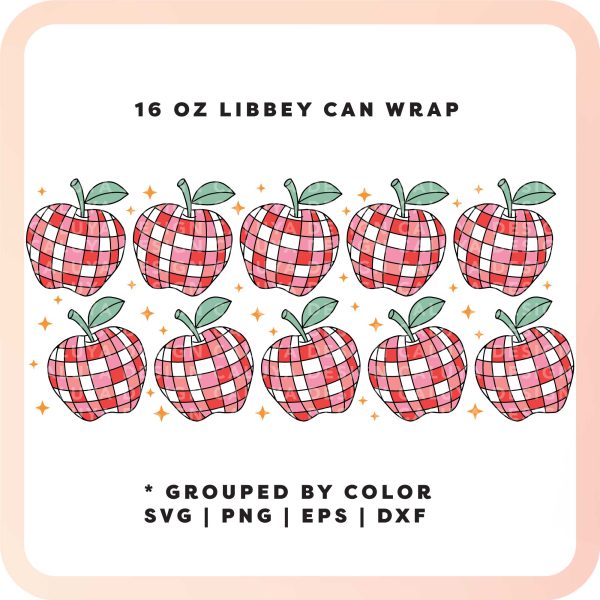 [ Digital File ] 16oz Libbey Can Wrap SVG | Disco Apple SVG Fashion - Image 3