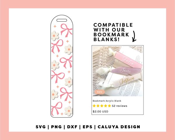 Bookmark Template SVG | Bows And Daisies SVG on Sale