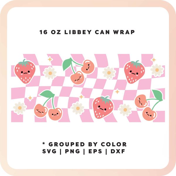 16oz Libbey Can Cup Wrap SVG | Kawaii Fruits SVG on Sale - Image 4
