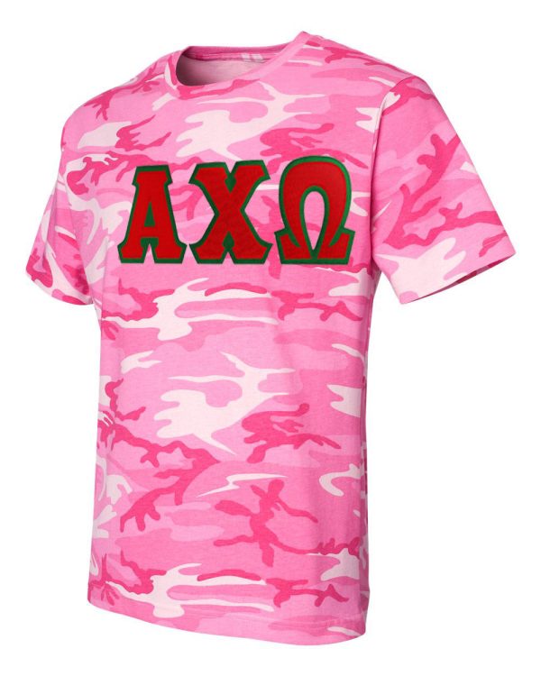 DISCOUNT-Alpha Chi Omega Lettered Camouflage T-Shirt Online