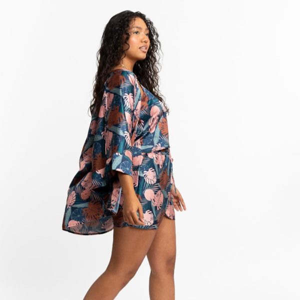 Gyal Bashy - Recycled Polyester Victoria Silky Printed Ruana - Navy Palms (Add-On) Sale - Image 2